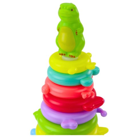 Piramida Edukacyjna Układanka Figurka Dinozaur Naklejki 12 Poziomów