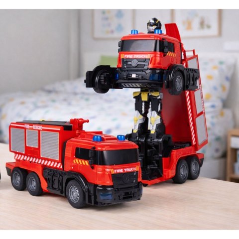Robot Samochód Straż Pożarna 2w1 Zdalnie Sterowany RC Światła Dźwięki Woda