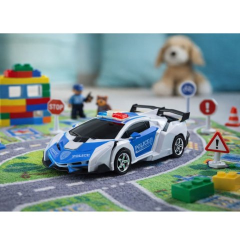 Auto Robot 2W1 Policja Radiowóz Policyjny Zdalnie Sterowany RC 1:18