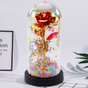 Wieczna Róża W Kopule Kryształowa Oświetlenie LED Kuleczki Czerwona 21x11cm