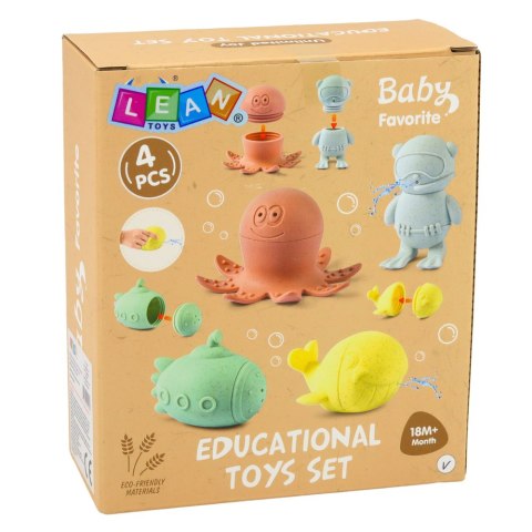 Zabawki Edukacyjne Do Kąpieli Sensoryczne Figurki Gumowe Pastelowe 4 szt.