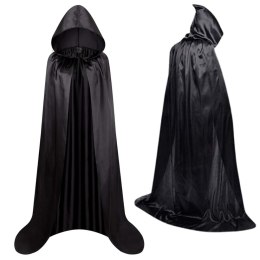 Peleryna Narzutka Z Kapturem Karnawałowa Halloweenowa Czarna 180cm