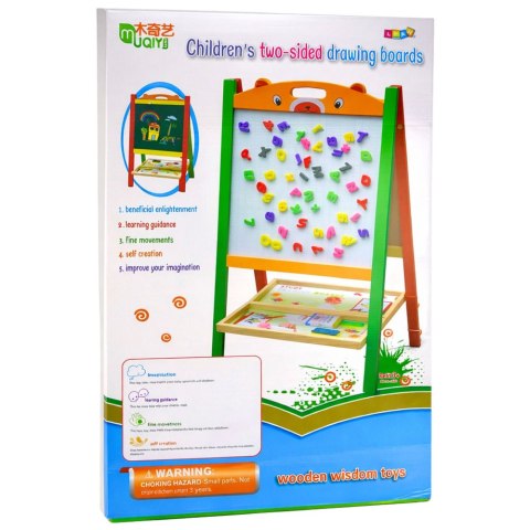 Dwustronna Tablica Edukacyjna Magnetyczna Kredowa 2w1 Pisak Litery Liczby
