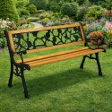 Ławka Ogrodowa Drewniana Metalowa Ławeczka Parkowa Ogrodowa z oparciem