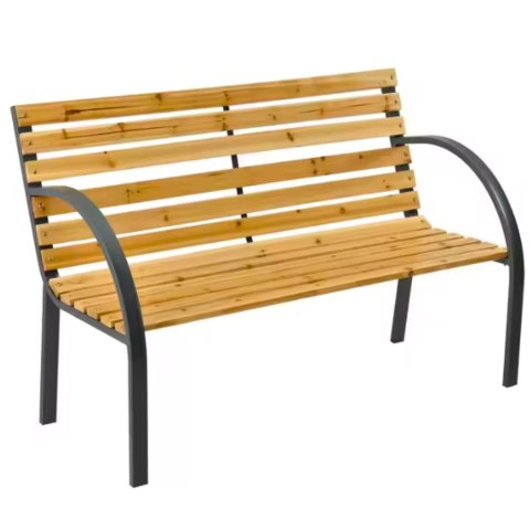 Ławka Ogrodowa Drewniana Metalowa Ławeczka Parkowa z oparciem