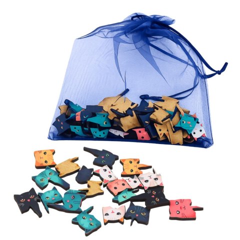 Drewniane Puzzle Kotki Układanka Edukacyjna Ramka Woreczek 62 el.