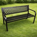 Ławka Ogrodowa Parkowa Taras Ogród Metalowa Oparcie Czarna 120 cm
