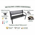 Ławka Ogrodowa Parkowa Taras Ogród Metalowa Oparcie Czarna 120 cm