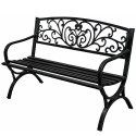 Ławka Ogrodowa Taras Ogród Parkowa Metalowa Oparcie Zdobiona Czarna 127 cm
