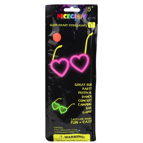Okulary Fluorescencyjne Serca Świecące W Ciemności Stick Neon Czerwone