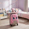 Walizka podróżna dla dzieci bagaż podręczny na kółkach kot różowa