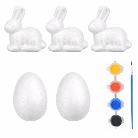 Zestaw Do Malowania Styropianowych Ozdób 3 Zające 2 Jajka Farby