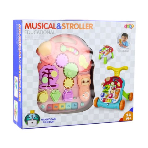 Chodzik Edukacyjny Stolik Panel Interaktywny Stolik 5w1 Różowy