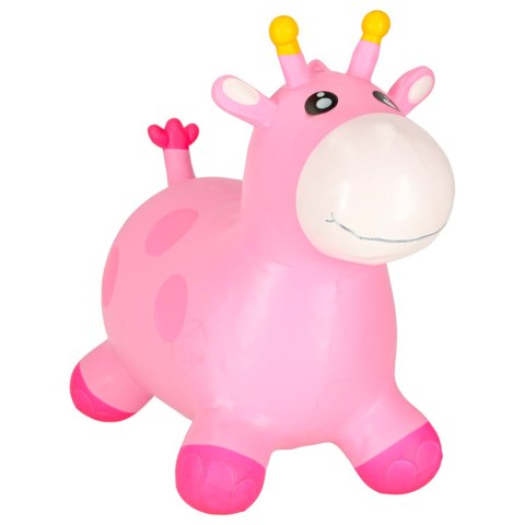 Skoczek dla dzieci do skakania z pompką gumowy różowa żyrafa
