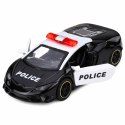 Autko Policyjne Sportowe Samochód Z Napędem Metalowy Pull-Back Czarny 1:43