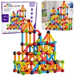 Zestaw Klocki Magnetyczne Konstrukcyjne Sticks Kreatywne Kolorowe 166 el.