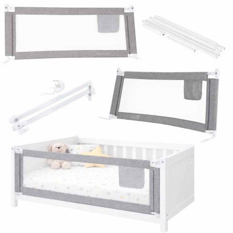 Barierka do łóżka ochronna zabezpieczenie blokada osłona 160cm szara