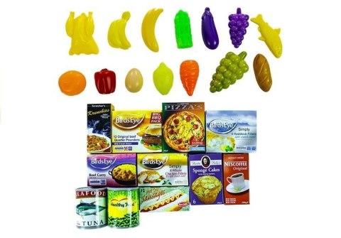 Wózek Sklepowy Dla Dzieci Akcesoria Zestaw Zakupowy Jedzenie 25 el.