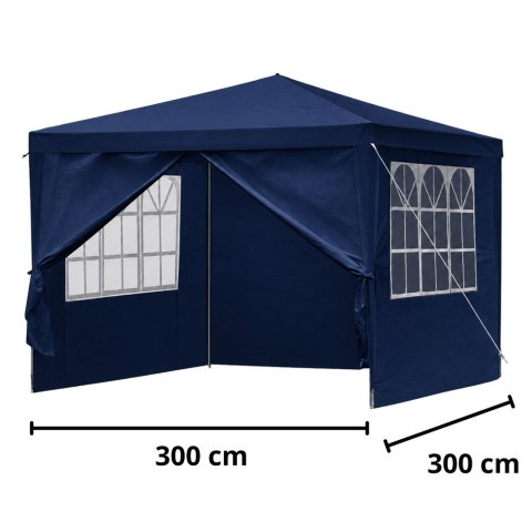 Namiot Ogrodowy Pawilon Handlowy Altana Ze Ściankami Granatowy 300 x 300cm