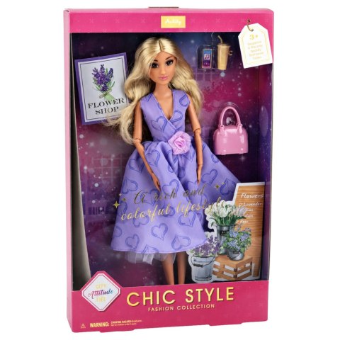Lalka Anlily Fashion w Fioletowej Sukience W Serca Torebka Akcesoria Zestaw